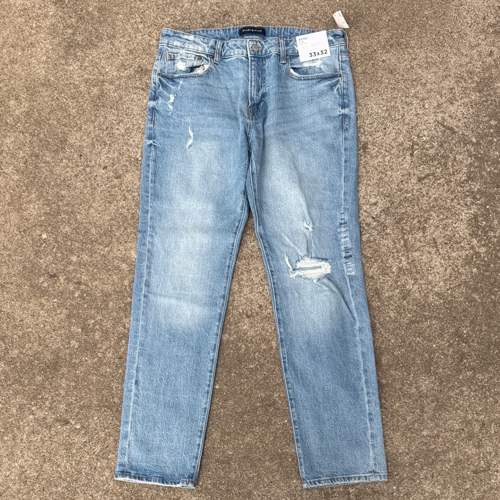 Aeropostale Jeans 33x32 Ripped New Slim Fit Stretch